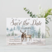 Rustic Waterverf Woodland Mountain Save the Date (Staand voorkant)