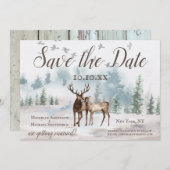 Rustic Waterverf Woodland Mountain Save the Date (Voorkant / Achterkant)