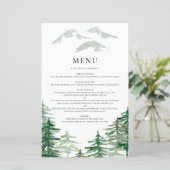 Rustic Waterverf Woodland Wedding Menu Card (Staand voorkant)