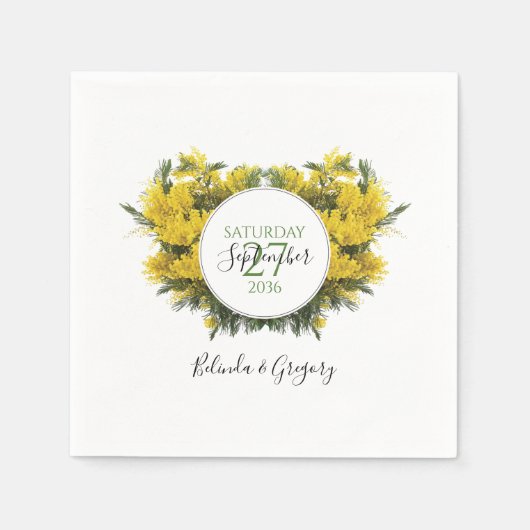 Rustic Wattle Acacia Wedding Servet (Voorkant)