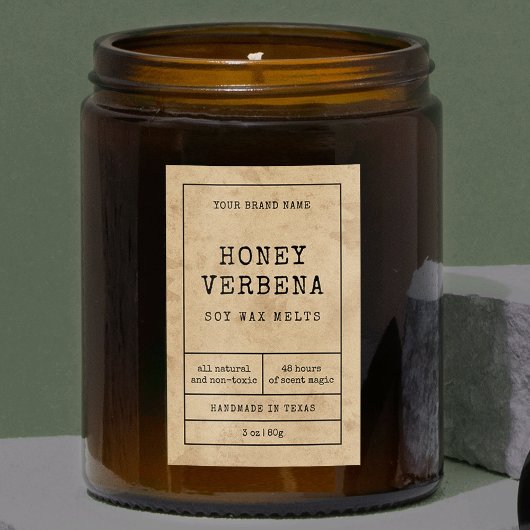 Rustic Wax Melts Waterdicht Product Label Voedselcontainer Etiket