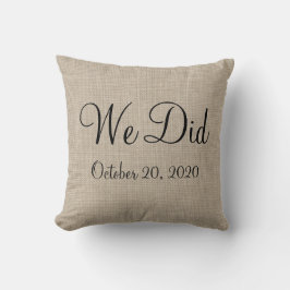 Rustic "We deden" Weddendate Pillow Kussen