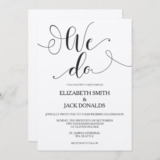 Rustic We Do Faire-part de mariage Card - Calligra (Devant / Derrière)