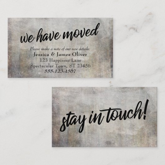 Rustic "We hebben ons verplaatst" Tussenkaart in N Informatiekaartje (Voorkant / Achterkant)