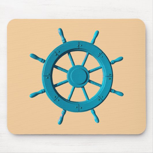 Rustic Weathered Boat Steering Wheel Photo Image Muismat (Voorkant)