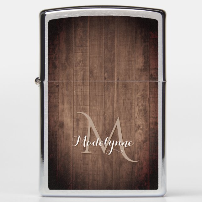 Rustic Weathered Girly Monogram Zippo Lighter (Voorkant)