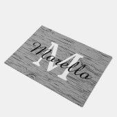 Rustic Weathered Gray Grain Monogrammed Deurmat (Schuin)