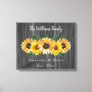 Rustic Weathered Sunflower Wedding Canvas Afdrukke Afdruk