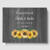 Rustic Weathered Sunflower Wedding Guest Book Gastenboek (Voorkant)