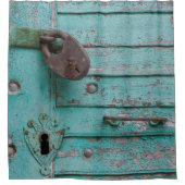 Rustic Weathered Turquoise-deur Douchegordijn (Voorkant)