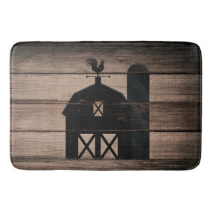 Rustic Weathered Wood Black Barn Country Farmhouse Badmat