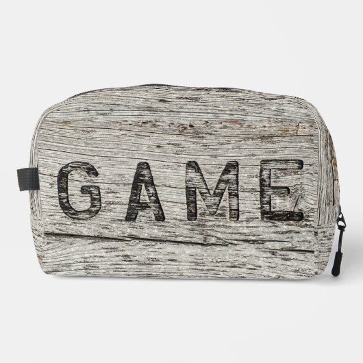 Rustic Weathered Wooden GAME woord Toilettasje (Voorkant)
