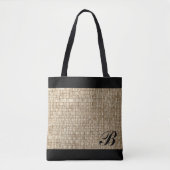 Rustic Weave Texture Pattern Chic Zwart Monogram Draagtas (Voorkant)