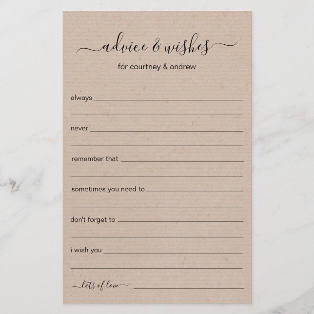 Rustic Wedding Advice and Wishes (Voorkant)