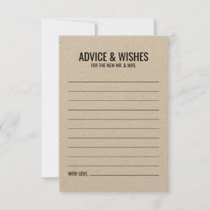 Rustic Wedding Advice en Wishes Kaart
