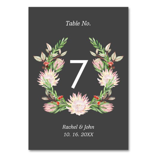 Rustic Wedding Australian Flowers Bold Font Grey Kaart (Voorkant)