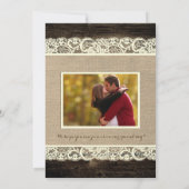 Rustic Wedding | Barn Wood Lace en Burlap Kaart (Achterkant)