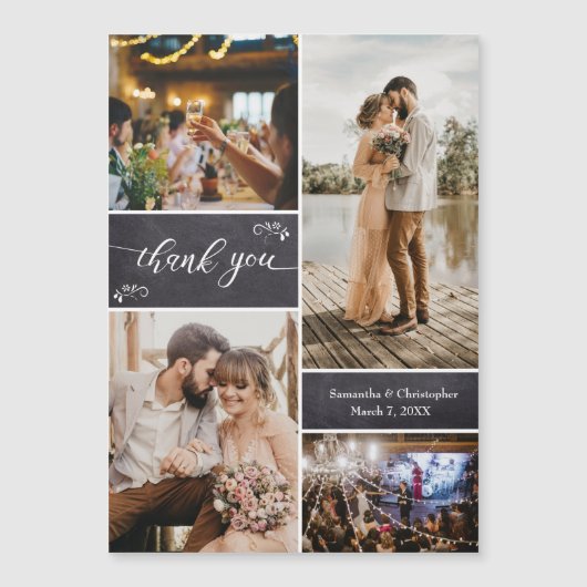 Rustic Wedding Bedankt Foto Collage Verticaal (Voorkant)