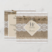 Rustic Wedding Beige lace Burlap Pearl White Kaart (Voorkant / Achterkant)