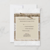 Rustic Wedding Beige lace Burlap Pearl White RSVP Kaart (Achterkant)