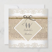 Rustic Wedding Beige lace Burlap White Kaart (Voorkant)