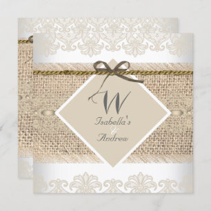 Rustic Wedding Beige lace Burlap White Kaart