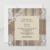 Rustic Wedding Beige Pearl Lace Wood Burlap 3 Kaart (Achterkant)