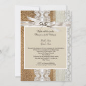 Rustic Wedding Beige White Lace Burlap Pearl 5 Kaart (Achterkant)