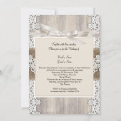 Rustic Wedding Beige White Lace Wood Burlap AB Kaart (Achterkant)