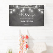 Rustic Wedding Black White Welkom Spandoek (Insitu)
