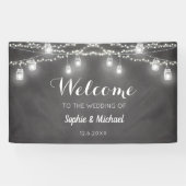 Rustic Wedding Black White Welkom Spandoek (Horizontaal)