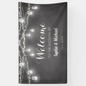 Rustic Wedding Black White Welkom Spandoek (Verticaal)