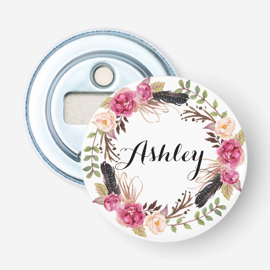 Rustic Wedding Bridesmaid Gift Boho Wedding Party Button Flesopener (Voorkant)