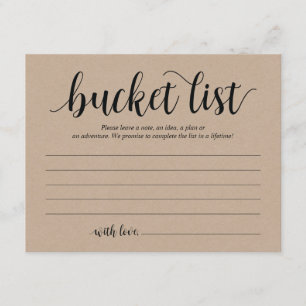 Rustic Wedding bucket list Card, Advice Card Kaart