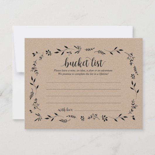 Rustic Wedding bucket list Card, Advice Card Kaart (Voorkant)