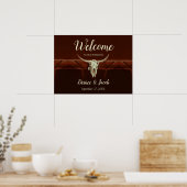 Rustic Wedding Bull Skull Brown Land Western Poster (Keuken)