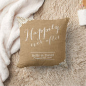 Rustic Wedding Burlap & Lace , gelukkig altijd na  Kussen (Deken)