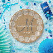 Rustic Wedding Burlap Monogram Namen Kant Papieren Bordje (Feest)