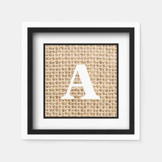 Rustic Wedding Burlap Monogram omgeven Servetten (Voorkant)