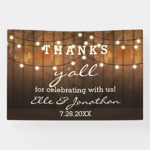 Rustic Wedding Country String Lights Bedankt Y Spandoek