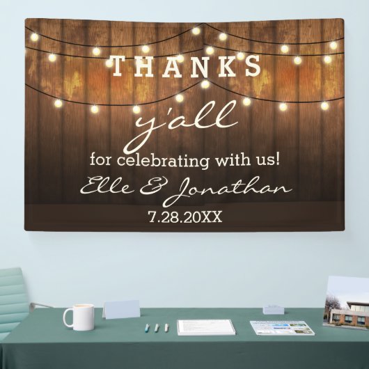 Rustic Wedding Country String Lights Bedankt Y Spandoek (Beurs)