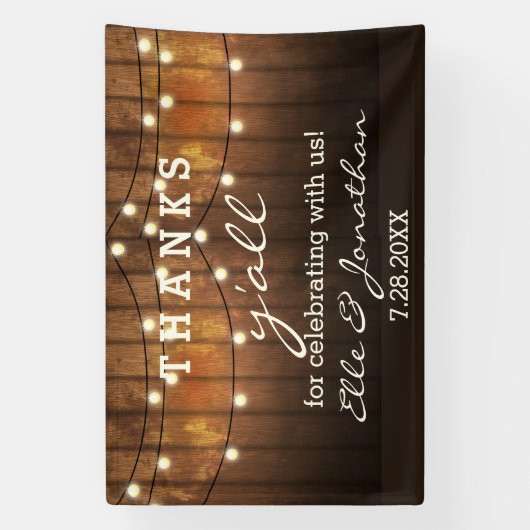 Rustic Wedding Country String Lights Bedankt Y Spandoek (Verticaal)
