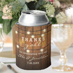 Rustic Wedding Country String Lights Thanks Y'all Blikjeskoeler