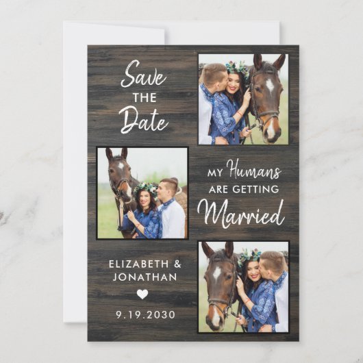 Rustic Wedding Custom Pet Photo Collage Horse Save The Date (Voorkant)