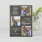 Rustic Wedding Custom Pet Photo Collage Horse Save The Date (Staand voorkant)