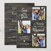Rustic Wedding Custom Pet Photo Collage Horse Save The Date (Voorkant / Achterkant)
