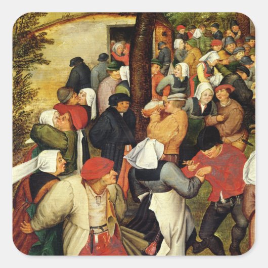 Rustic Wedding, detail van dansende mensen Vierkante Sticker (Voorkant)