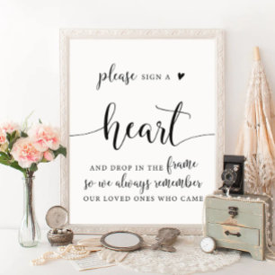 Rustic Wedding Drop A Heart Guest Book Sign Poster