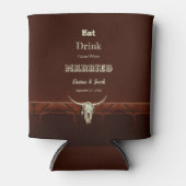 Rustic Wedding Eat Drink Gehuwde Bull Skull Blikjeskoeler (Voorkant)