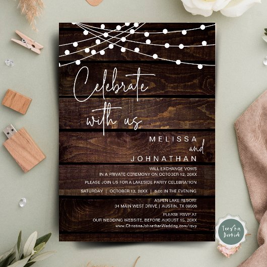 Rustic Wedding Elopement Party, vieren met ons Kaart
